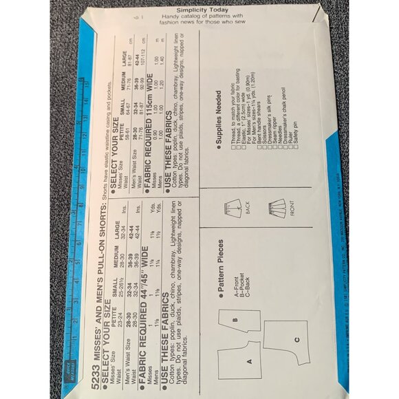 Simplicity Misses Shirt Sewing Pattern sz 10-12 5233 - uncut - Picture 3 of 3